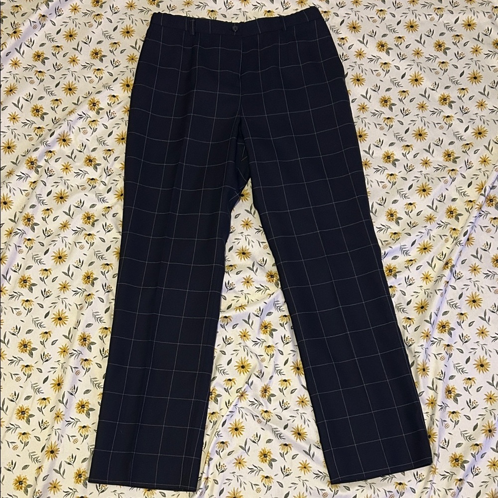 Pendleton Navy Checkered Dress Pants Petite 100% Raw Wool
